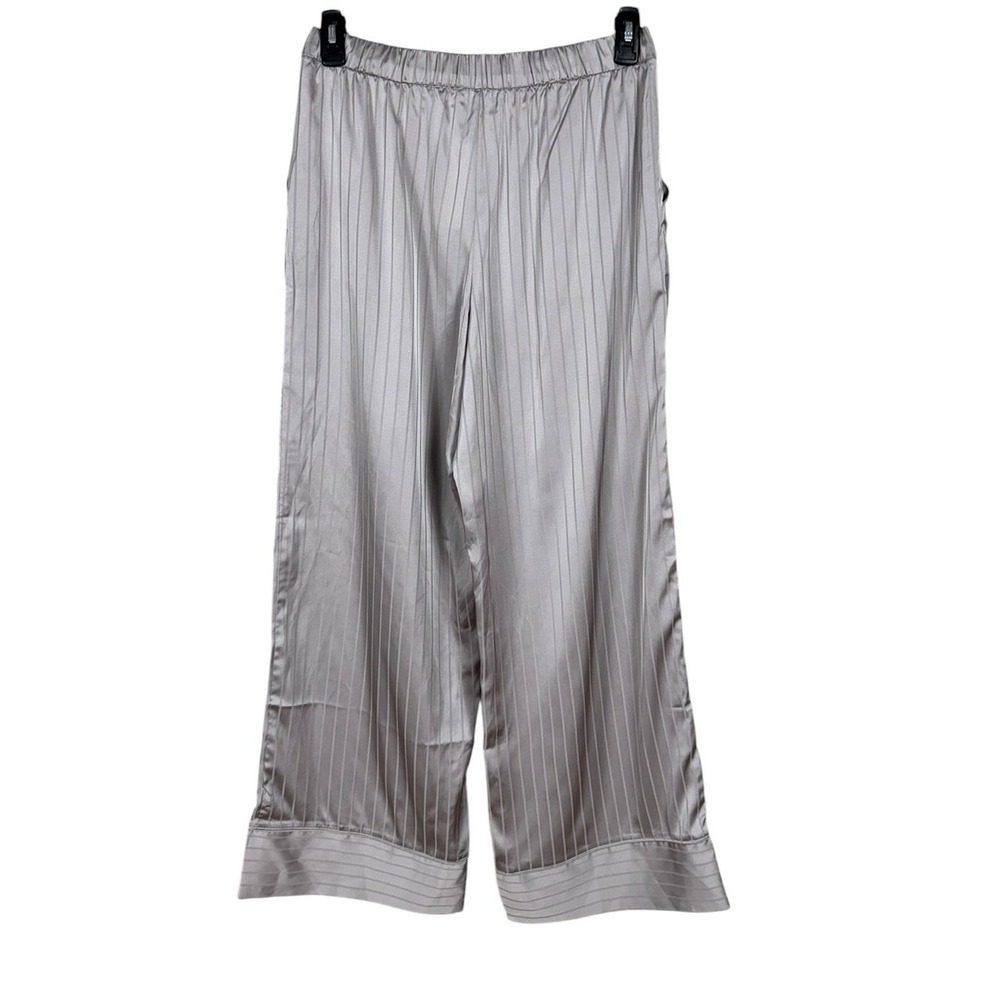 Abercrombie & Fitch Womens Satin Wide Leg Pants Medium Lux Lounge Pockets New - Picture 2 of 6